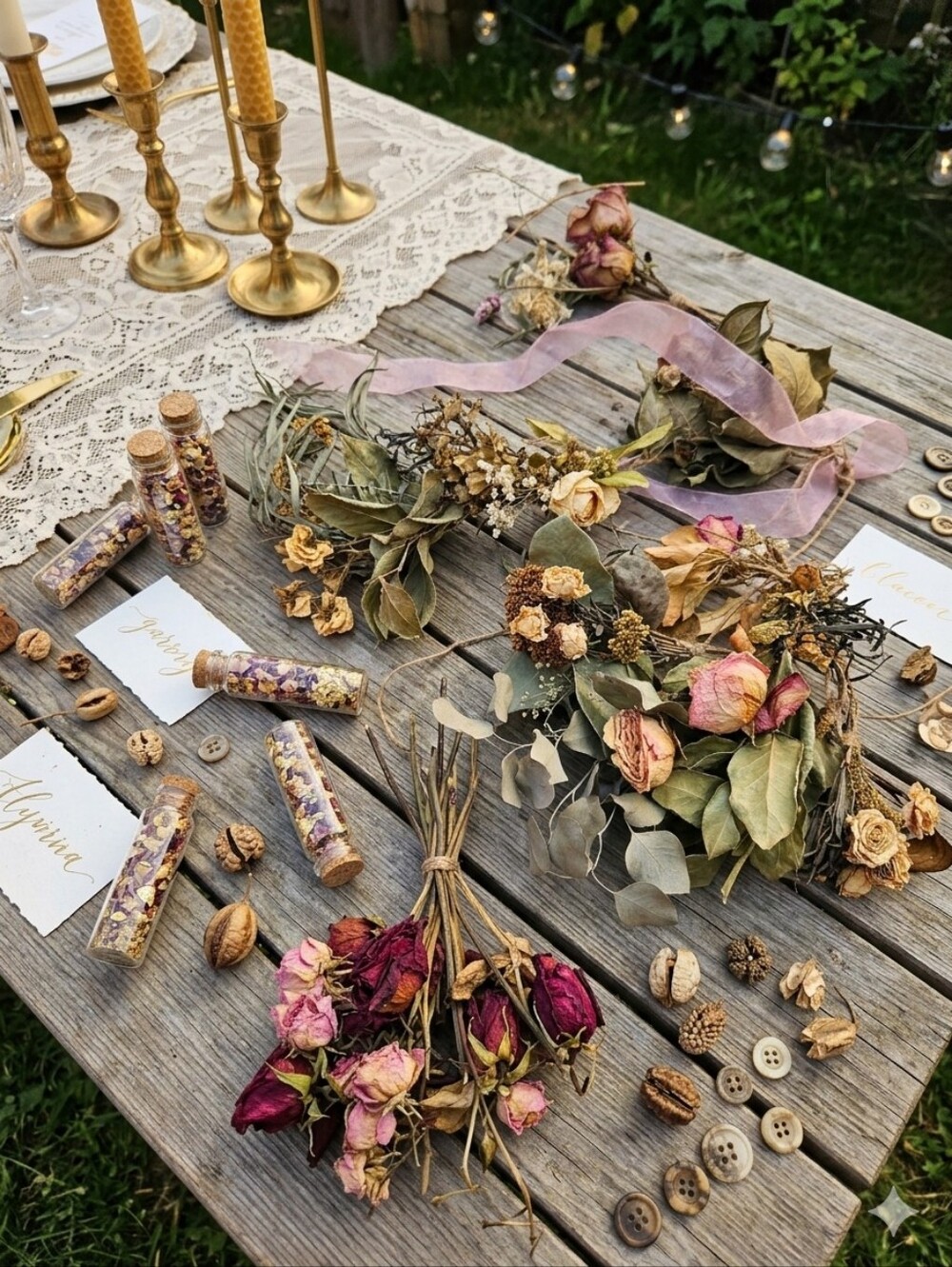 Dried Pink & Burgundy Rose Bundle